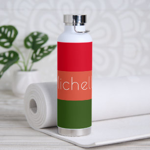 Multicolored Modern Stripes with Name Water Bottle