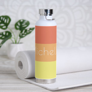 Multicolored Modern Stripes with Name Water Bottle