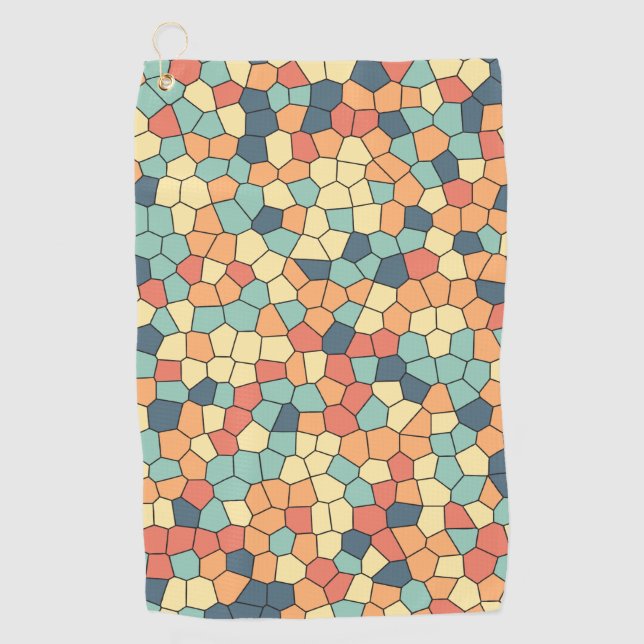 Multicolored mosaic pattern golf towel (Front)