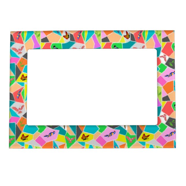  Multicolored mosaic with birds  Magnetic Frame (Front)