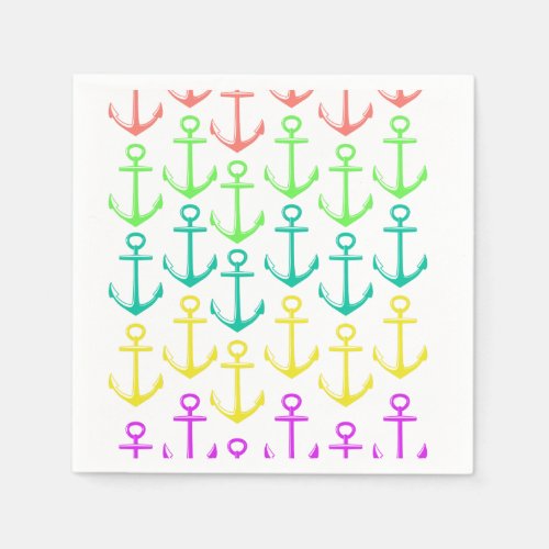 Multicolored Nautical Anchor Napkins