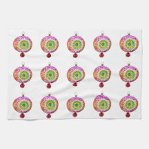 Multicolored Ornaments Kitchen Towels