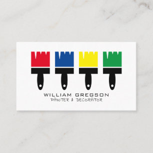 Multicolored Paint Brushes, Painter & Decorator Business Card