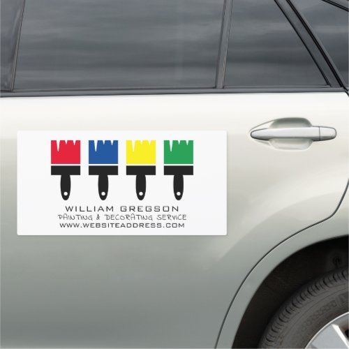 Multicolored Paint Brushes Painter  Decorator Car Magnet