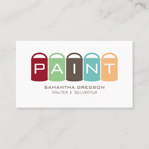 Multicolored Paint Buckets Painter  Decorator Business Card