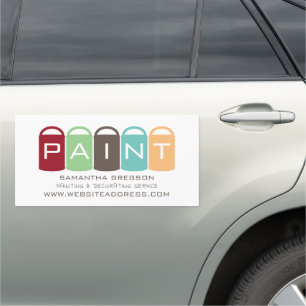Multicolored Paint Buckets, Painter & Decorator Car Magnet