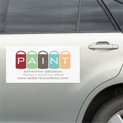 Multicolored Paint Buckets Painter  Decorator Car Magnet