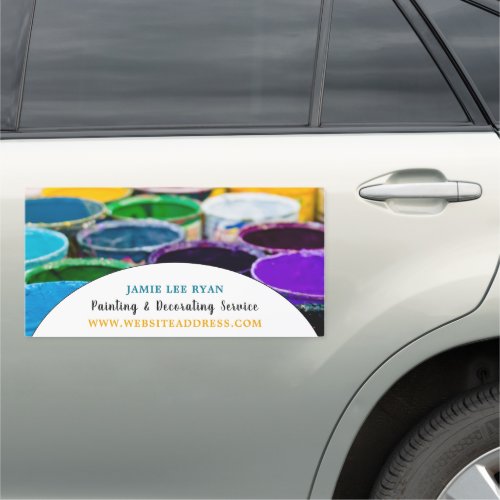 Multicolored Paint Buckets Painter  Decorator Car Magnet