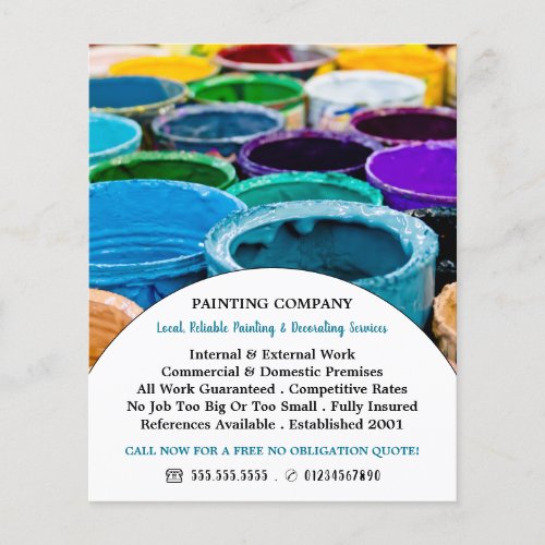Multicolored Paint Buckets Painter  Decorator Flyer