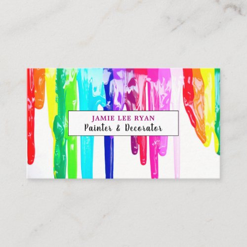Multicolored Paint Drips Painter  Decorator Business Card