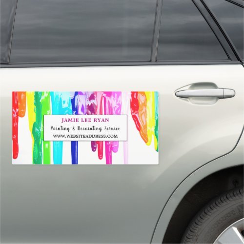 Multicolored Paint Drips Painter  Decorator Car Magnet