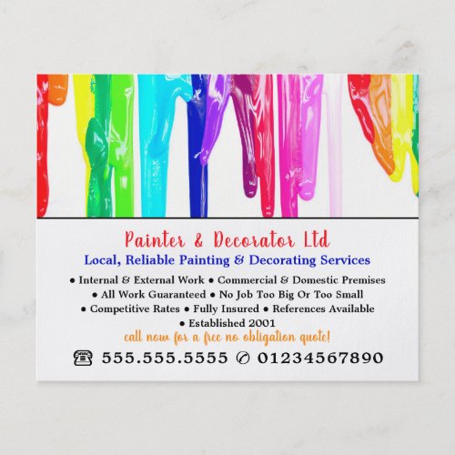Multicolored Paint Drips Painter  Decorator Flyer