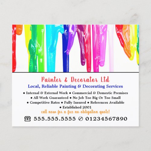 Multicolored Paint Drips Painter  Decorator Flyer