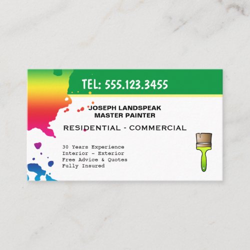 Multicolored Painting Blobs for Master Painter  Business Card