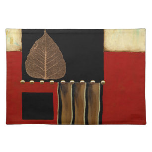 Multicolored Panel Painting with Brown Leaf Cloth Placemat
