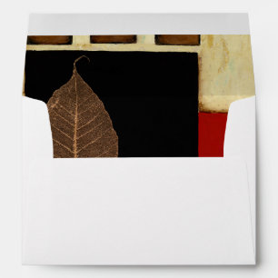 Multicolored Panel Painting with Brown Leaf Envelope