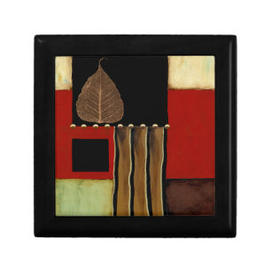 Multicolored Panel Painting with Brown Leaf Gift Box