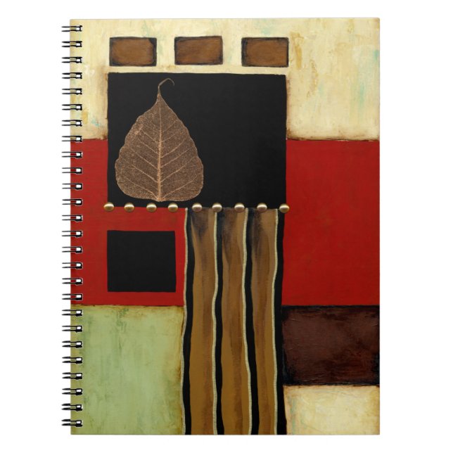 Multicolored Panel Painting with Brown Leaf Notebook (Front)