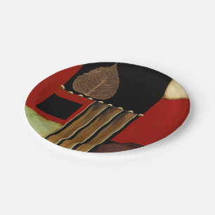 Multicolored Panel Painting with Brown Leaf Paper Plates