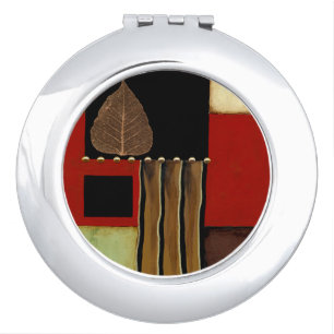 Multicolored Panel Painting with Brown Leaf Vanity Mirror