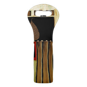 Multicolored Panel Painting with Brown Leaf Wine Bag