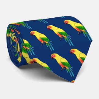 Multicolored Parrot Bird Pattern on Blue