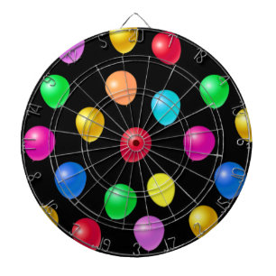 Multicolored Party Balloons on Black Dart Board
