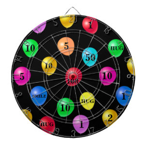 Multicolored Party Balloons on Black Dart Board