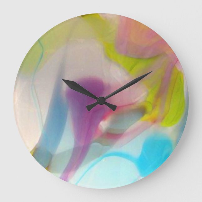 Multicolored pastel blown glass large clock (Front)