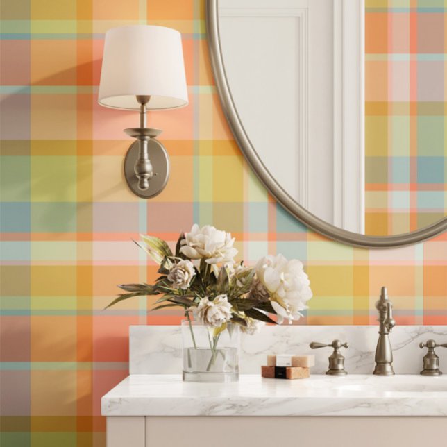 Multicolored Pastel Plaid In Pink, Green, and Blue Wallpaper (Creator Uploaded)