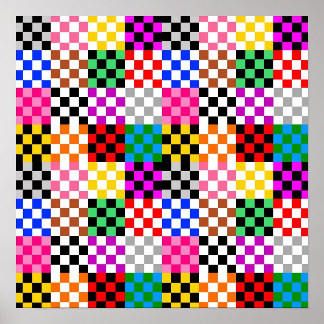 Multicolored Patchwork Check Pattern Design  Poster (Front)