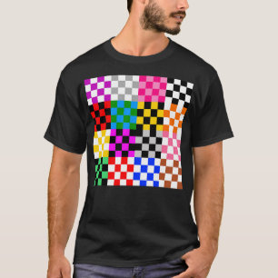 Multicolored Patchwork Check Pattern Design  T-Shirt