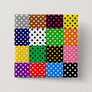 Multicolored Patchwork Quilt Polka Dots  Button