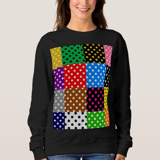 Multicolored Patchwork Quilt Polka Dots  Sweatshirt (Front)