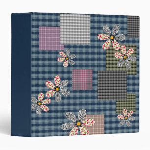 Multicolored patchwork rustic retro pattern 3 ring binder