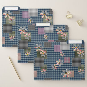 Multicolored patchwork rustic retro pattern file folder