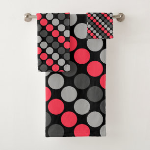 Multicolored pattern Retro Sixties Polka Dots Grey Bath Towel Set