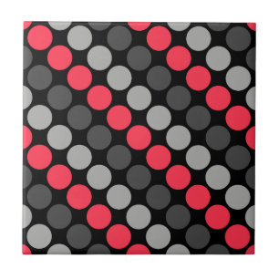 Multicolored pattern Retro Sixties Polka Dots Grey Ceramic Tile