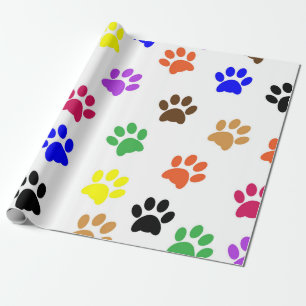 MultiColored Paw Prints Wrapping Paper