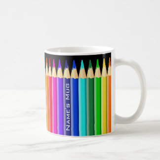 Multicolored Pencil Crayons (Optional Name) Coffee Mug