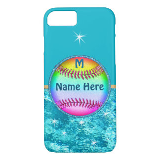 Multicolored PERSONALIZED Softball iPhone 7 Case