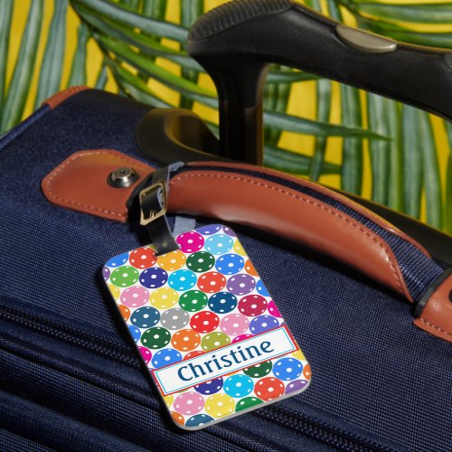 Multicolored Pickleball  Luggage Tag