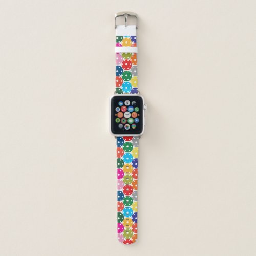 Multicolored Pickleballs on white background Apple Watch Band