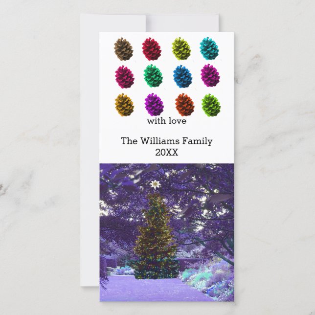 Multicolored Pine Cones Photo Card (Front)