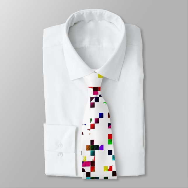 Multicolored Pixels Teen Boy Neck Tie (Tied)