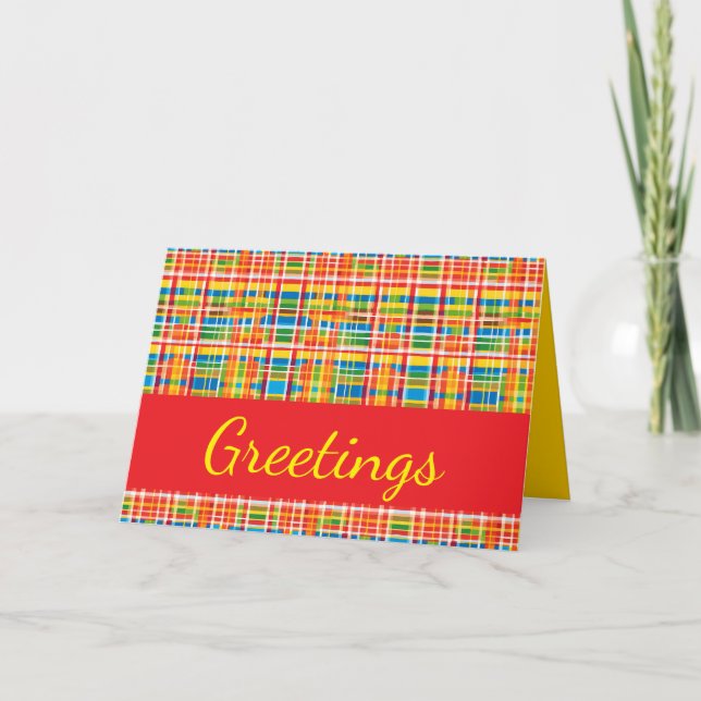 Multicolored Plaid Abstract Pattern Card (Front)