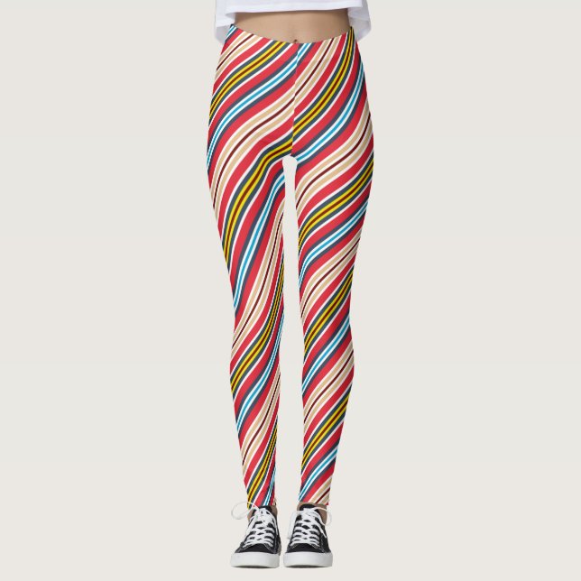 Multicolored Plaid Stripes Pattern-57666 Leggings (Front)