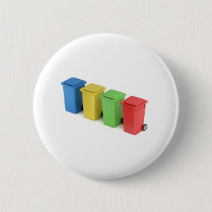 Multicolored plastic trash bins button