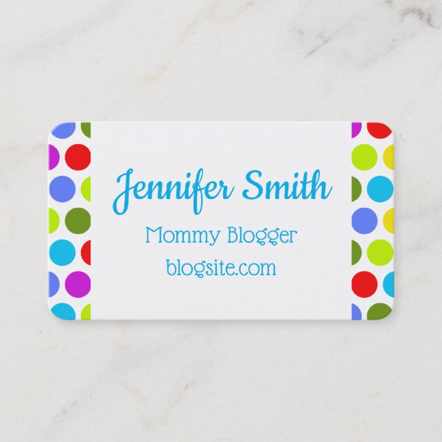 Multicolored Polka Dot Mommy Blogger Business Card (Front)