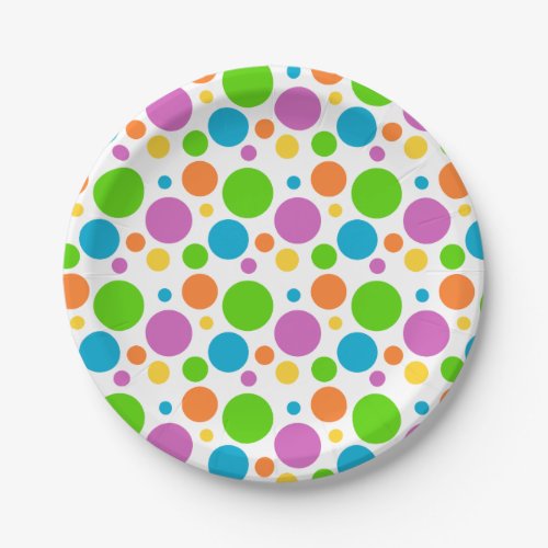 Multicolored Polka Dot Pattern Paper Plates